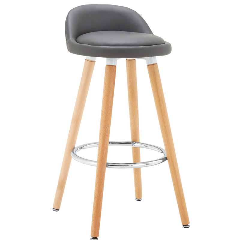 Bunker Lake Upholstered Counter Stool with Solid Wood Frame, Grey