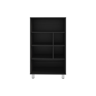 40" Tall Four Bookcase In Black - Versatile Office Storage Solution For Compact Design