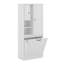 Grande armoire de rangement avec tablettes réglables, grand panier rabattable et armoires fermées-118310325