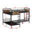 Lit superposé simple noir pour 4 enfants, structure en métal robuste avec garde-corps et échelle