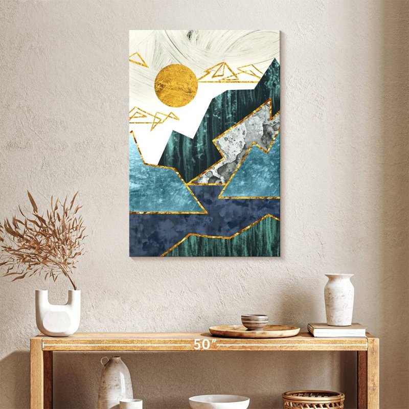 Soleil Avery sur un paysage abstrait, H 36 po x l 24 po