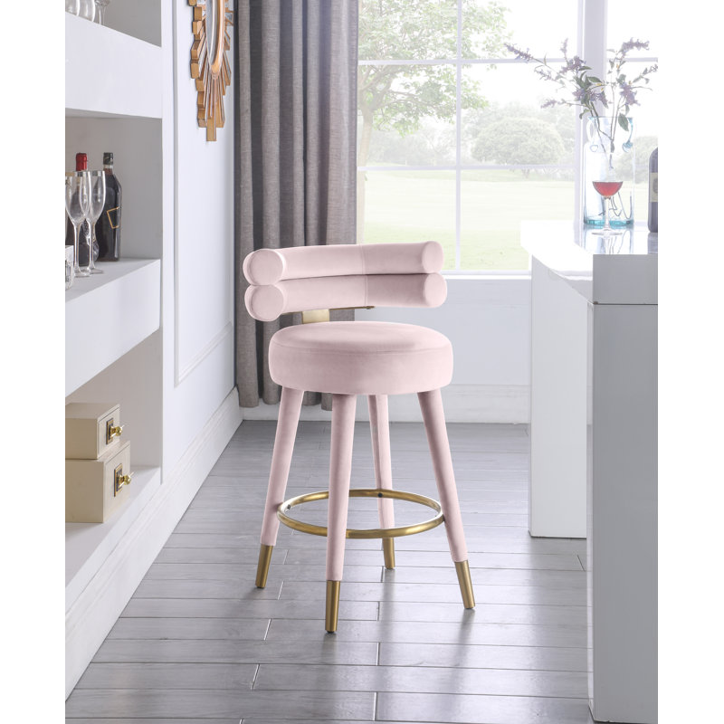 Tabouret de comptoir 26,5 po Reimers, Velours rose