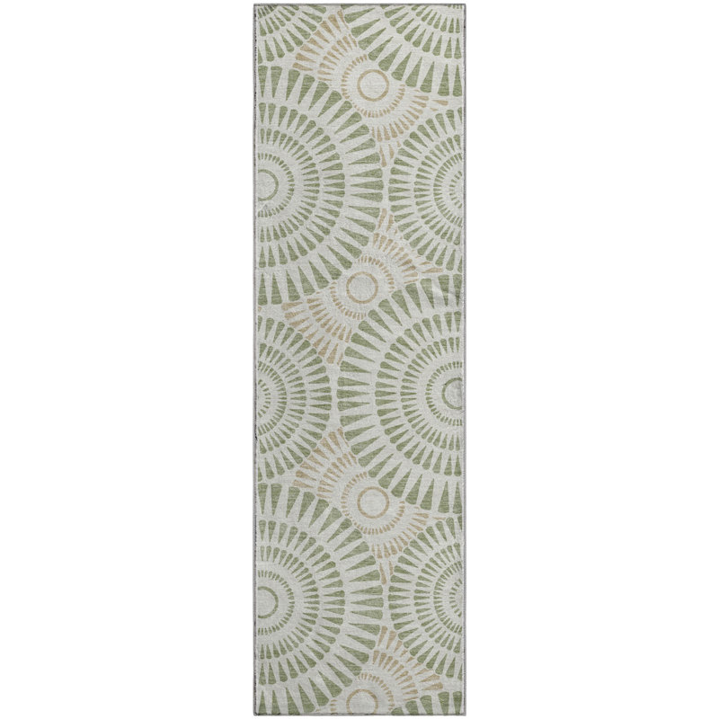 Premium Machine Washable Prisco Aloe Rug, Runner 2'3" x 7'6"