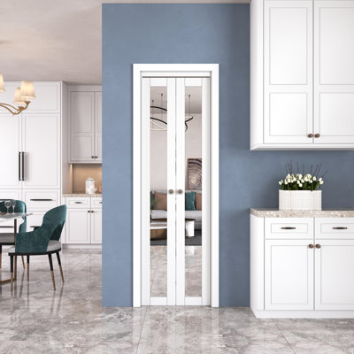 1-Lite Mirrored French-Pivot Doors Or Bi-Fold Doors With Hardware Kit