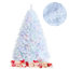 Arbre de Noël artificiel en PVC avec extrémités de branches irisées et base en métal, blanc-1544893930
