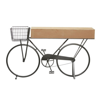 Brynne Black Metal 3 Drawers Bike Console Table with Wood Top