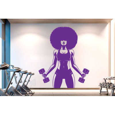 Adhésif décoratif pour salle de gym Afro Power Fitness citation Decor Workout Art vinyle autocollants muraux pour salle de bain