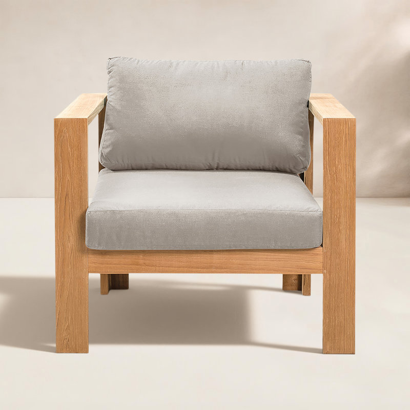 Ando Outdoor Teak Lounge Chair, Cast Silver Sunbrella®