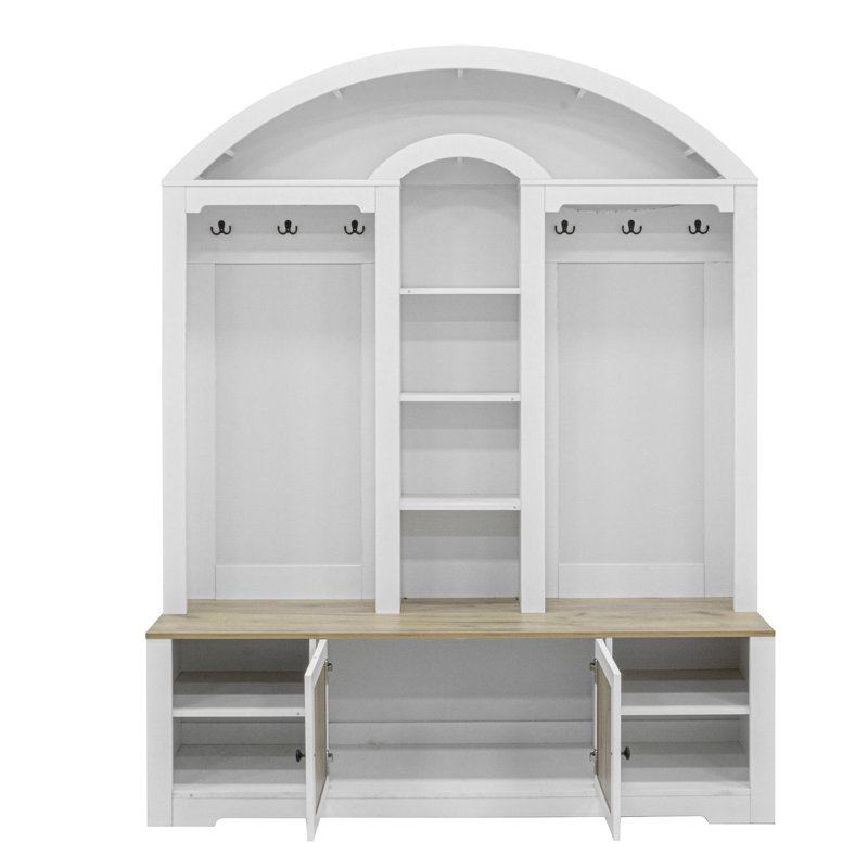 Armoire / garde-robe multifonctionnelle avec porte-chaussures, cintres et crochets, Blanc