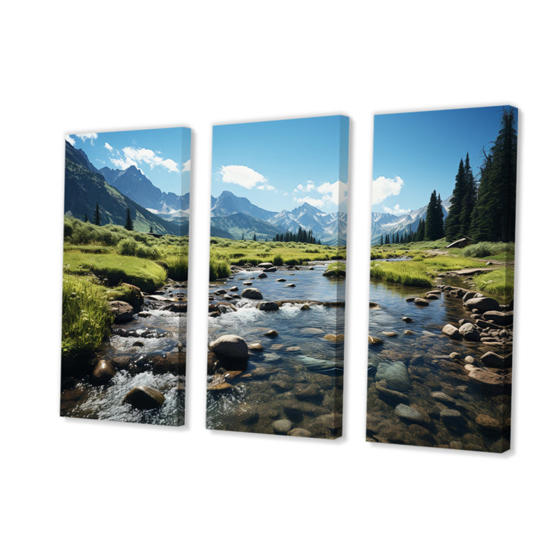 " USA Rocky Mountain National Park River I " 3 - Pieces, 28" H x 36" W x 1" D