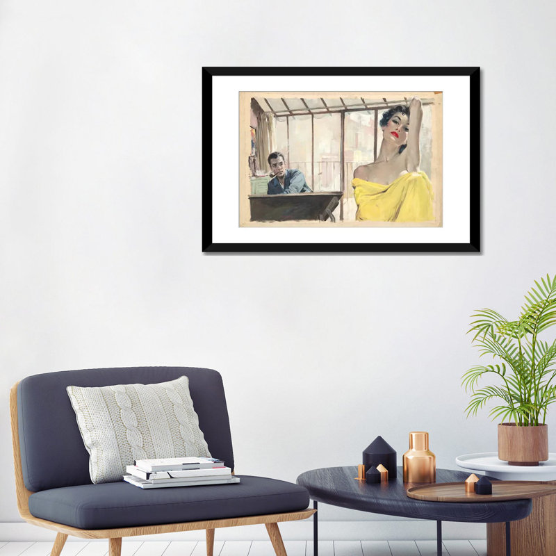 «Posing» par Ernest Chiriacka, reproduction sur toile tendue sur châssis, H 16 po x l 24 po x P 1 po, Blanc