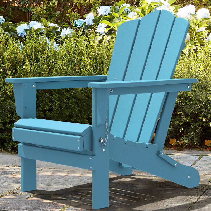 Wolak Foldable Outdoor Adirondack Chair, Blue