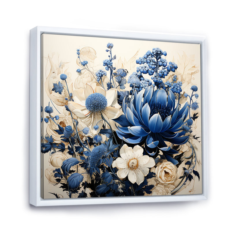 «Blue Bonnets White Flowers Bouquet I», reproduction d'art sur toile, H 36 po x l 36 po x P 1,5 po, Blanc
