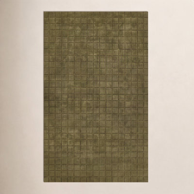 Meile Green Hand-Loomed Geometric Wool Rug