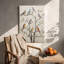 Rustique «Colorful Birds on Minimalist Tree (Neutral Tone)», art mural tendu sur toile tendue pour studio confortable-1107508332