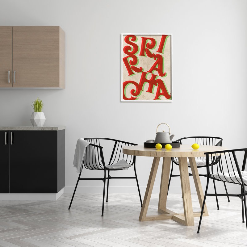 Sauce piquante Sriracha, H 30 po x l 24 po x P 1,5 po, Giclée encadrée blanc bord de mer