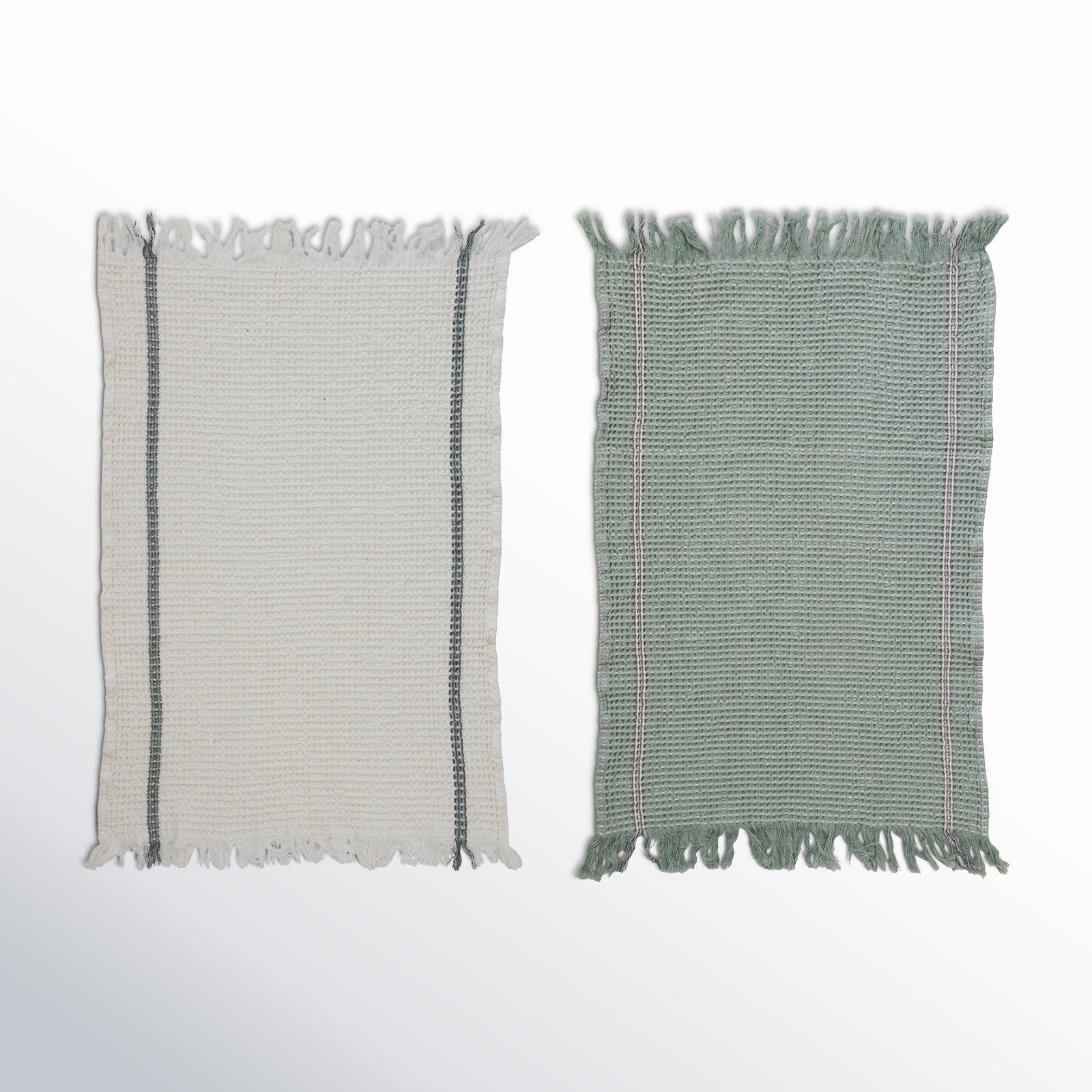 Cotton Stripe Waffle Tea Towel Kitchen Towel - Thumbnail 2