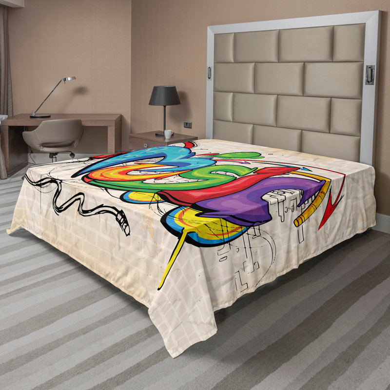 Multicolore Ambesonne, Drap plat pour très grand lit californien