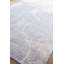Fine Pure Silk Geometric Hand-Knotted Blue/Gray/Ivory Area Rug-53511274