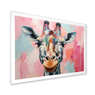 Brown and pink Giraffe Portrait - Giraffe Wall Art