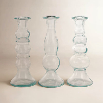  Ensemble de chandelles de table en verre 3 pièces