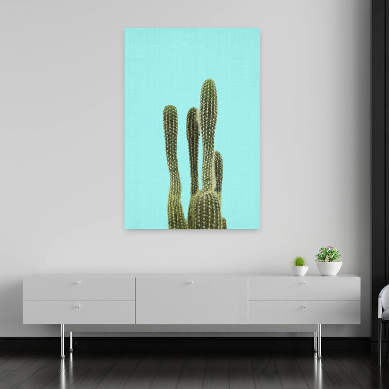 Art contemporain contemporain abstrait cactus plante paysage nature, H 60 po x l 40 po