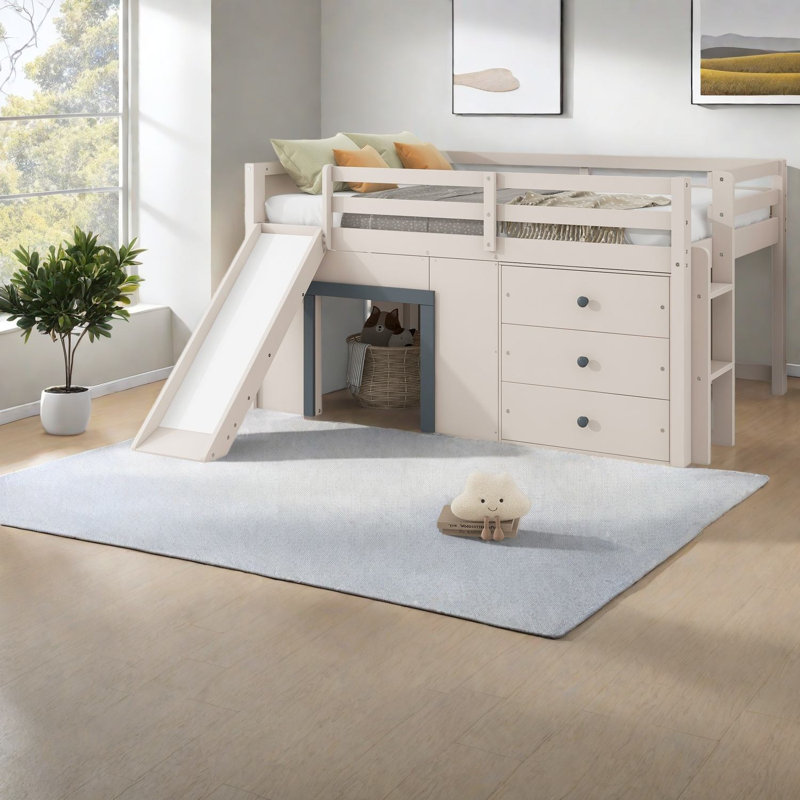 Lits peu encombrants avec rangement, mezzanine moderne en bois aggloméré pour chambre d'enfant