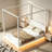 Wood LED Canopy Bed ,Canopy Platform Bed With Support Slats, No Box Spring Needed, White-2145301694