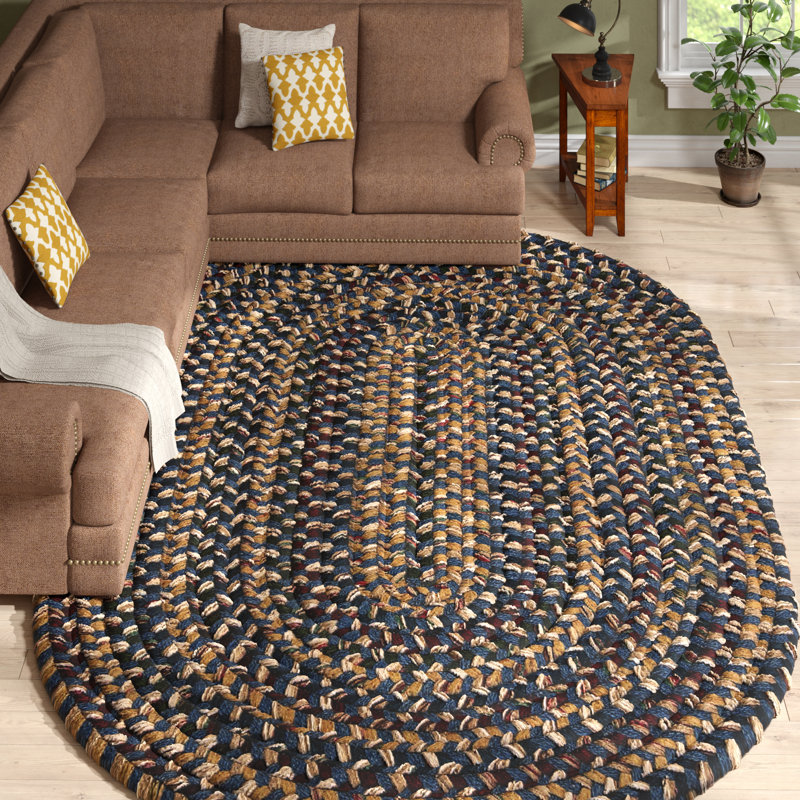 Tapis bleu tressé Entwistle, Ovale 5 pi x 8 pi