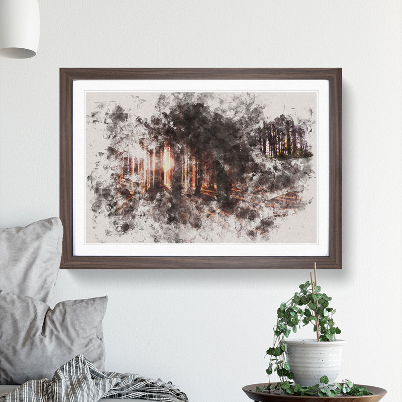 Forest View Vol.2 - Picture Frame Painting, Walnut, 48cm H x 65cm W x 2cm D