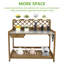Wooden Potting Bench Outdoor - Galvanized Metal Top with Drawer Shelf - Brown