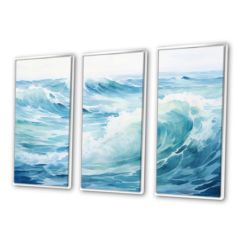 «Blue Ocean In Motion Scenery IV», ensemble de reproductions d'art mural océan, H 28 po x l 36 po x P 1 po