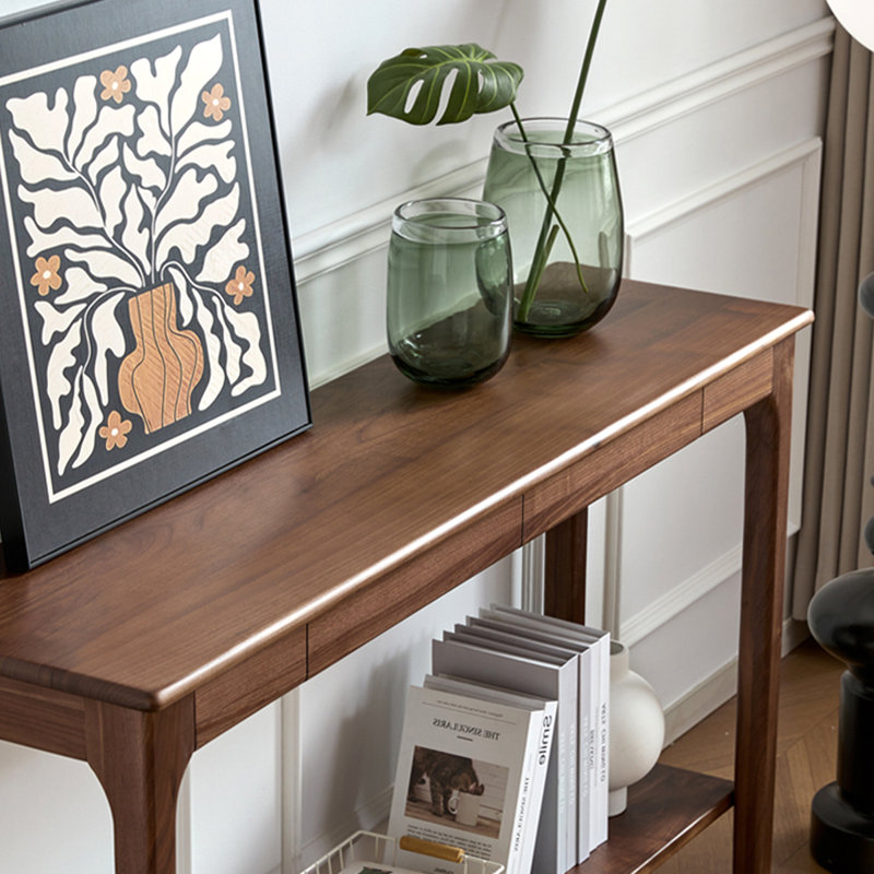 Console rectangulaire en bois massif de couleur noyer noir, H 31,5 po x L 54,33 po x l 13,78 po