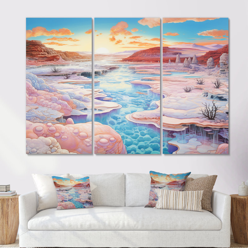 «Kawaii Landscape», ensemble d'art mural Geyser, H 28 po x l 36 po x P 1 po, Toile tendue
