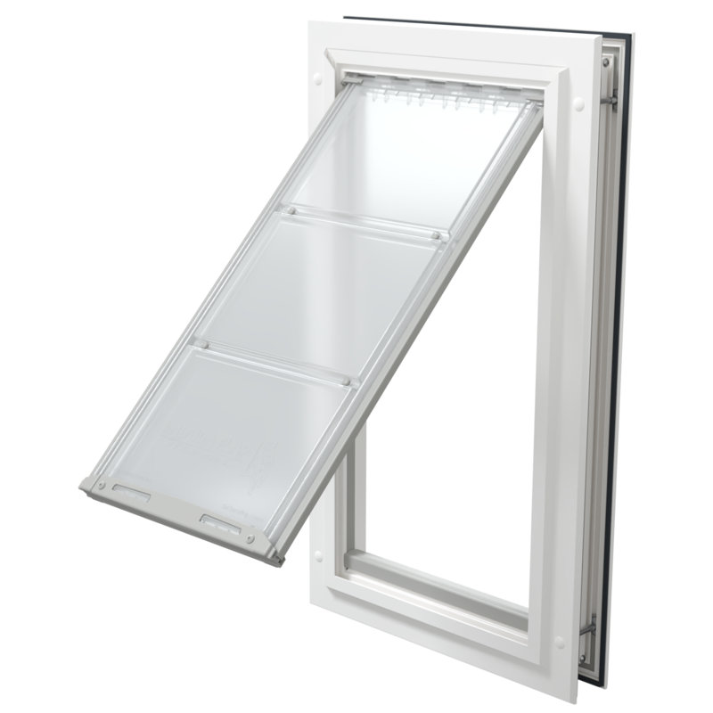 Endura Flap Single Flap Pet Door for 1-1/8" to 1-3/4" Thick Interior or Exterior Doors, Aluminum Frame in White or Black, Small to Extra Large