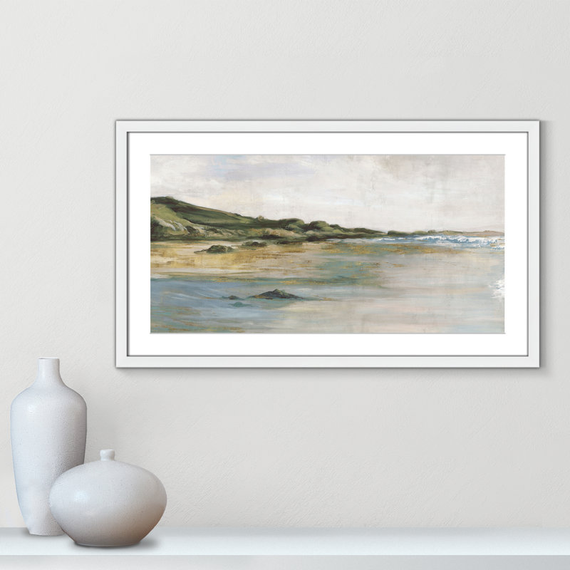 Impression «Tide’s Edge» par Casa Fine Arts, H 17 po x l 29 po x P 1,25 po, Reproduction encadrée avec passe-partout, Blanc