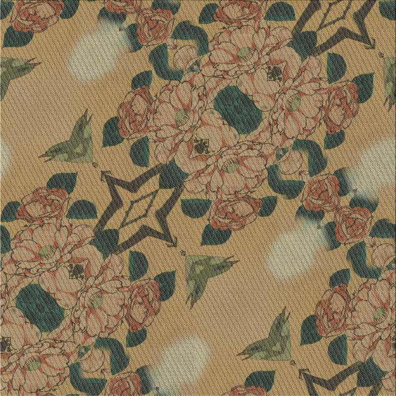 Tapis bleu marine/beige/rouge à motifs Cartana, Carré 5 pi