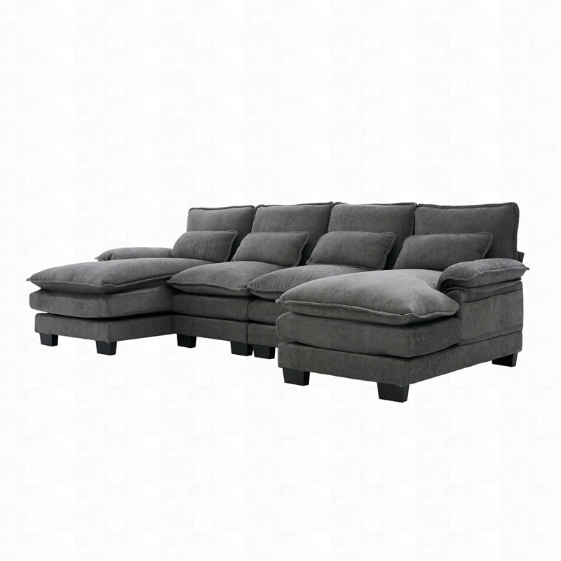 Canapé en U en forme de nuage, Gris chenille