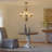Chandelier  - 6-Light Farmhouse Chandelier, Distressed White Wood & Black Iron