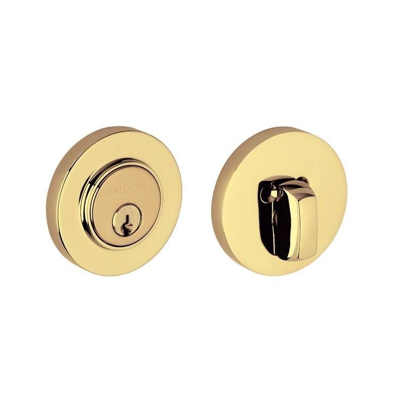 Contemporary Low Profile Single Cylinder Deadbolt, Lifetime (PVD) Polished Brass, Yes