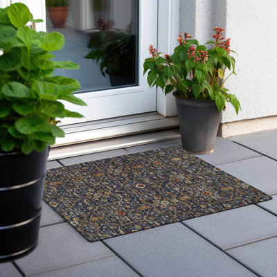 Machine Washable Indoor/Outdoor Chantille ACN1130 Navy Rug