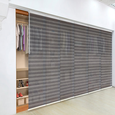 Ottoline Black 6-Panel Single Rail Panel Track Extendable 70"-130"W x 116"H, Panel width 23.5"
