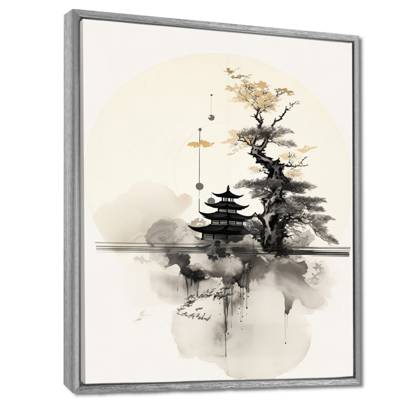 Asian Art Samurais Landscape II - impressions murales asiatiques, Encadrement argenté, 40" H x 30" W