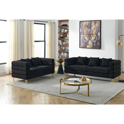 3-Seater + 2-Seater Combination Sofa.BLACK Teddy