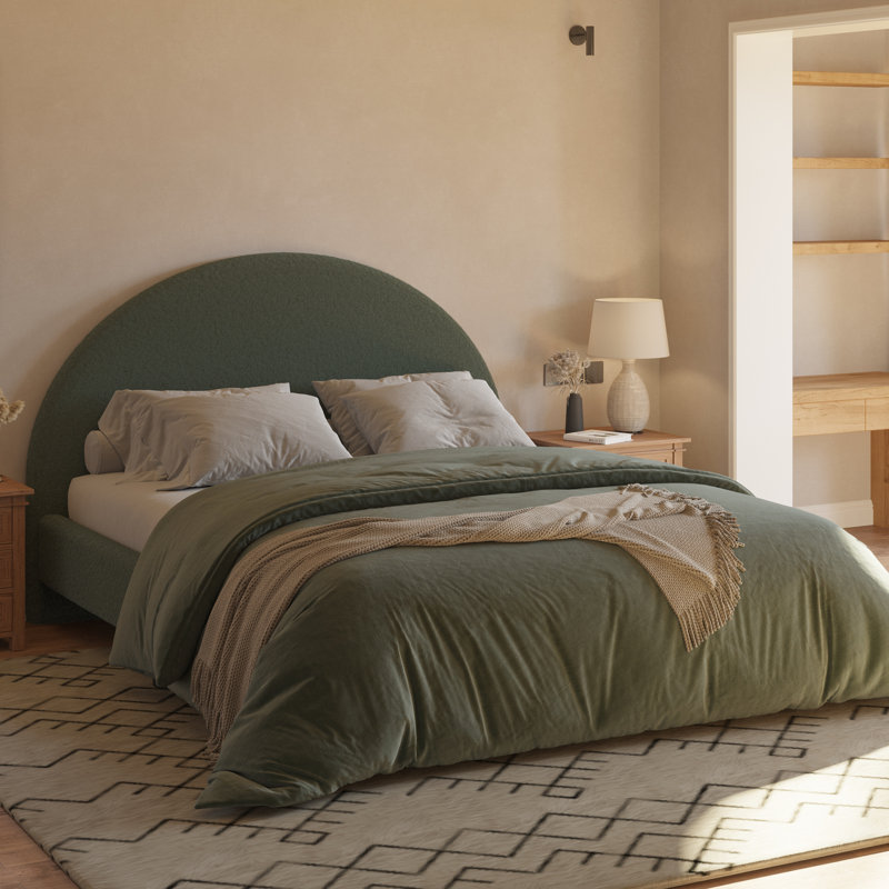 Upholstered Bed Frame, Green, King