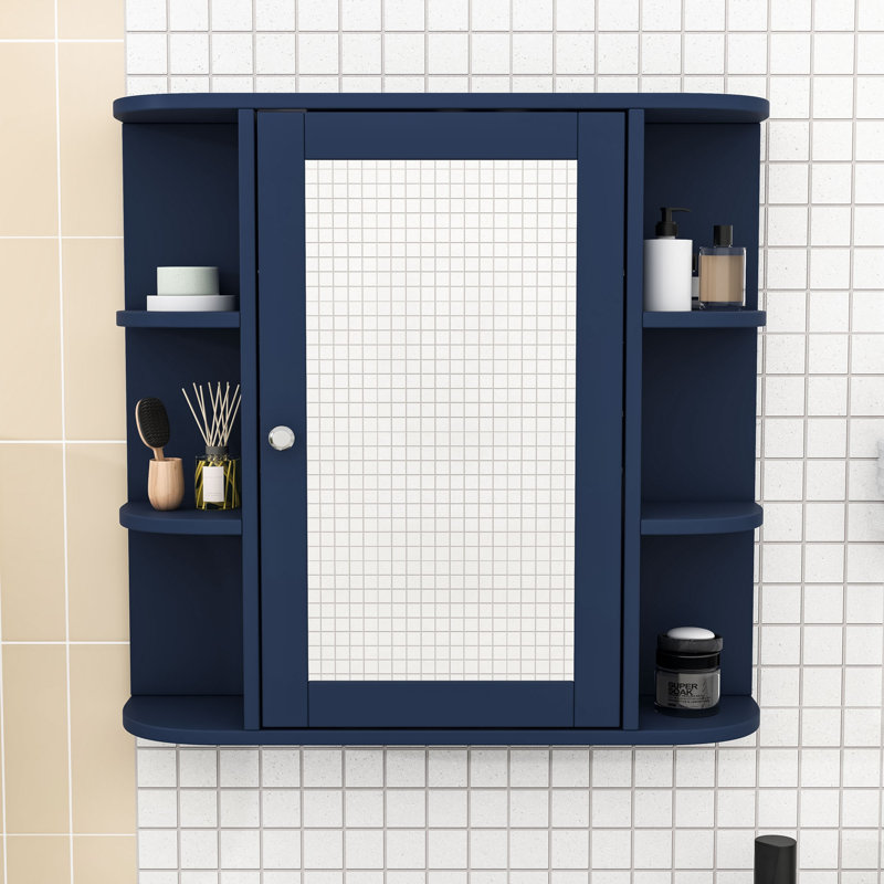 Armoire de rangement murale peu encombrante avec tablette réglable, Bleu