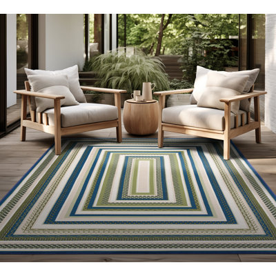 Tintah Border Indoor / Outdoor Area Rug for Patios, Entryway, Deck or Porch - Green