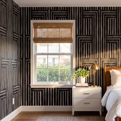 Mitchell Black Organic Self-Adhesive Wallpaper Roll
