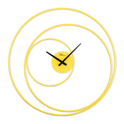 Modern Decorative Metal Wall Clock, 29.5 x 29.5 inches | 100% Steel Construction, Silent Sweep Movement | Vibrant Yellow, Perfect for Living Room & Office Decor, Stylish and Functional Timepiece