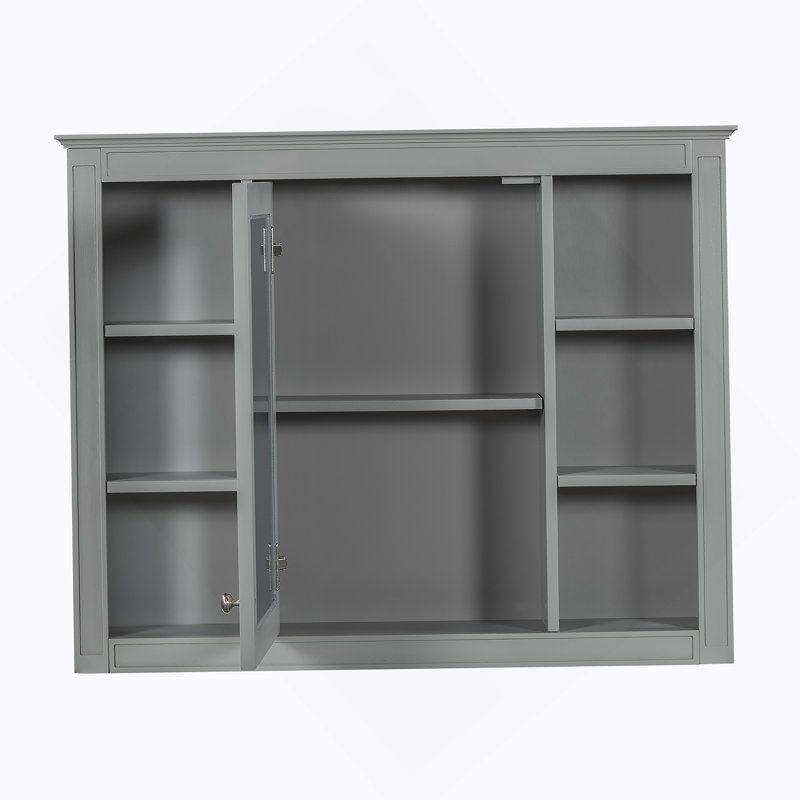 Armoire de rangement murale pour salle de bain 35X27.5Inch, Gris